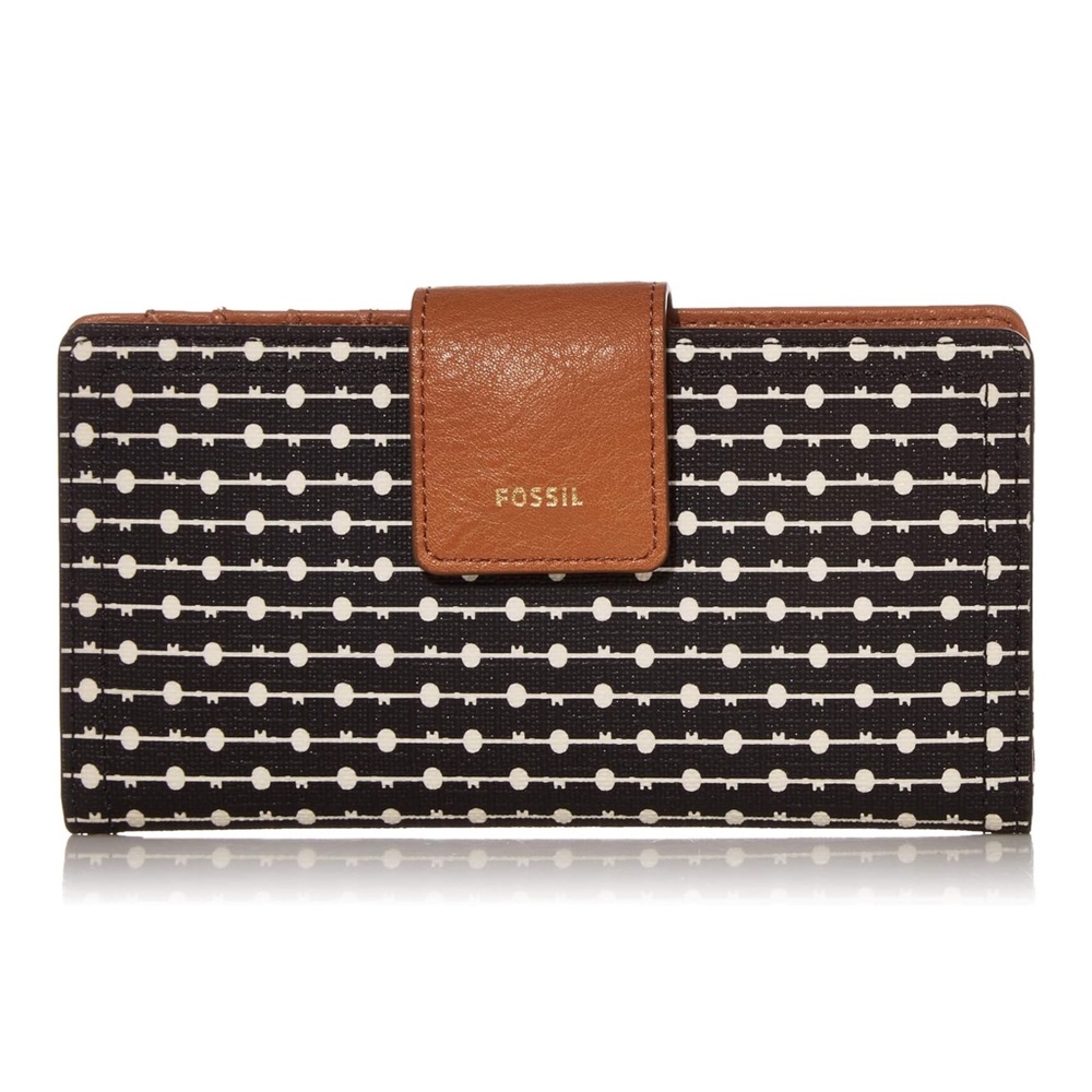 FOSSIL Women's Logan Leather RFID-Blocking Tab Clutch Wallet